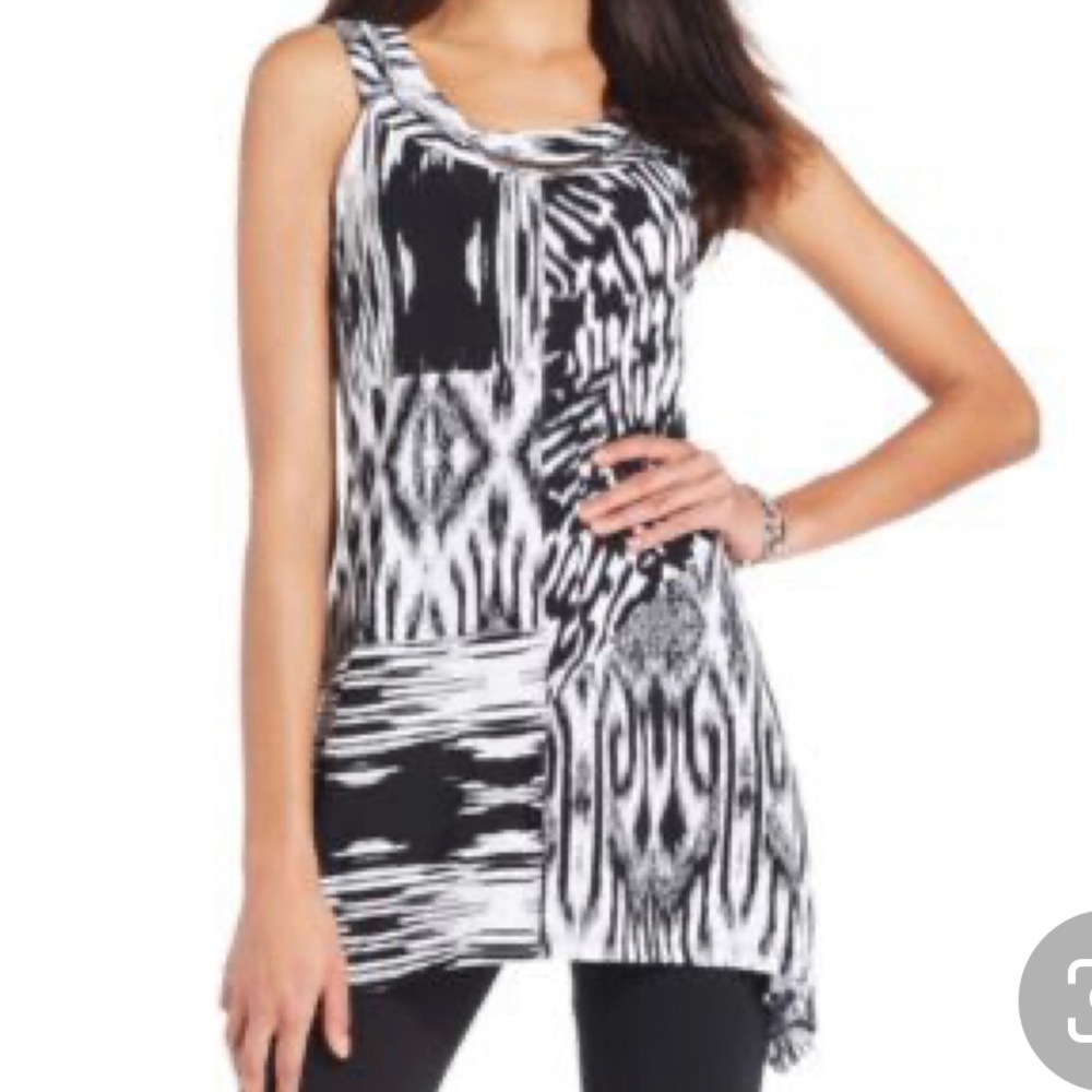 style & co patchwork print handkerchief hem tunic